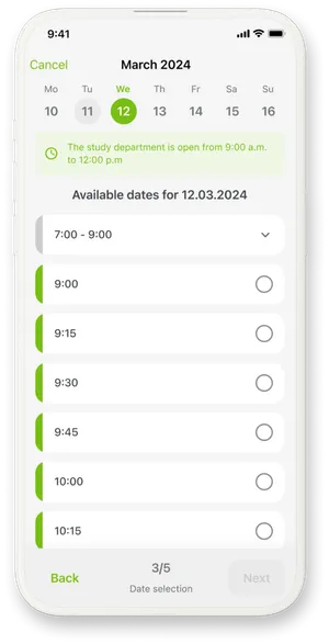 My MENDELU study department booking screen